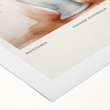 Abstract minimalist wall art design on rolled canvas showcasing soft pastel colors and fluid shapes, perfect for contemporary home decor.