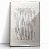Framed abstract minimalist wall art in silver acrylic, showcasing an elegant design with soft geometric shapes and a sleek modern aesthetic.