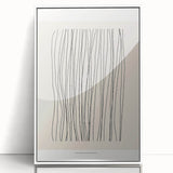 Abstract minimalist wall art collection featuring a framed acrylic piece with a clean white front view, showcasing soft pastel colors and geometric shapes, perfect for modern decor.