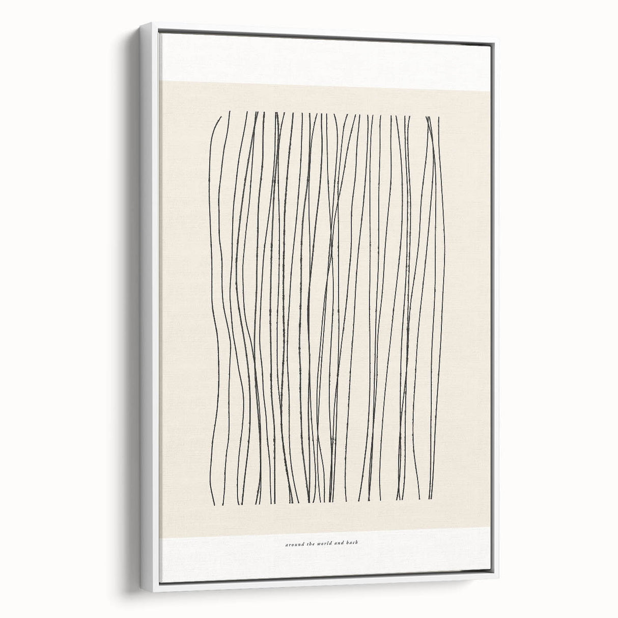 Framed abstract minimalist wall art design showcasing soft pastel colors and geometric shapes, elegantly displayed in a modern white frame.