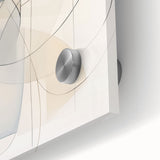 Close-up of an abstract minimalist wall art piece, showcasing vibrant colors and geometric shapes on acrylic glass, perfect for modern home decor.