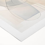 Abstract minimalist wall art design on rolled canvas, featuring soft pastel colors and geometric shapes, ideal for modern home decor. Packaged securely in a cardboard tube for safe delivery.