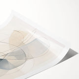 Abstract minimalist wall art print showcasing a geometric design in soft pastel colors, rolled and ready for framing, perfect for modern home decor.