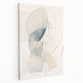 Abstract minimalist wall art collection featuring a stretched canvas with a side view showcasing soft colors and geometric shapes, perfect for modern home decor. The design includes subtle hues of blue and beige, making it an ideal focal point for contemporary interiors.