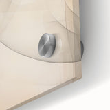 Close-up of a vibrant abstract minimalist wall art piece displayed in an acrylic frame, showcasing geometric shapes and soft color gradients, perfect for modern decor.