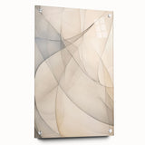 Abstract minimalist wall art collection displayed in an acrylic glass frame, showcasing a side view with decorative pins emphasizing a sleek design ideal for modern interiors.