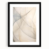 Abstract minimalist design wall art collection featuring a black frame and mat, showcasing geometric patterns and neutral tones for modern decor.