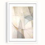 Abstract minimalist wall art design featuring a framed print with matting in white, showcasing geometric shapes and soft color tones, ideal for modern decor.