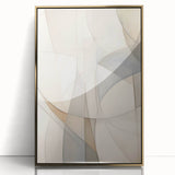 Framed wall art featuring an abstract minimalist design with a gold acrylic finish, showcasing elegant lines and shapes, perfect for modern decor.