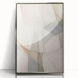 Framed acrylic wall art featuring an abstract minimalist design in silver tones, showcasing a sleek and modern aesthetic perfect for contemporary decor.