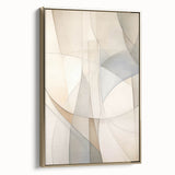 Framed wall art featuring an abstract minimalist design with gold accents, showcasing a side view of the canvas. Ideal for modern home decor and art lovers.