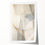 Abstract minimalist wall art design featuring soft pastel colors and geometric shapes, rolled and ready for framing, enhancing modern decor aesthetics.