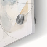 Close-up of an abstract minimalist wall art piece, showcasing vibrant colors and fluid shapes in acrylic glass. Ideal for modern home decor.