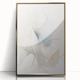 Framed abstract minimalist wall art design with a gold accent, showcasing a sleek acrylic front. Ideal for modern decor, enhancing any living space with elegance and style.