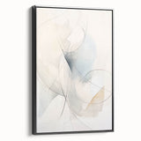 Framed abstract minimalist wall art in black, showcasing a sleek side view with clean lines and modern design, ideal for contemporary decor.
