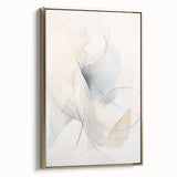 Framed canvas wall art showcasing an abstract minimalist design with gold accents, displayed in a stylish side view against a neutral background. Perfect for modern home decor.