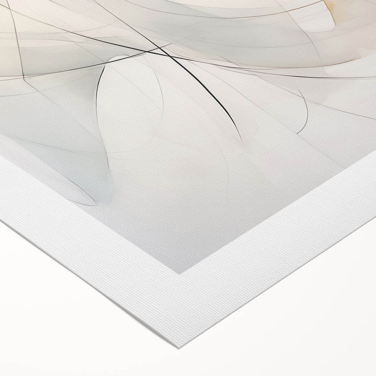 Abstract minimalist wall art design showcasing soft pastel colors and geometric shapes on rolled canvas, ideal for modern home decor, emphasizing tranquility and simplicity.