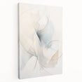 Stretched canvas featuring a minimalist abstract design in soft pastel colors, showcasing elegant lines and shapes, ideal for modern home decor.