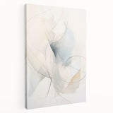Stretched canvas featuring a minimalist abstract design in soft pastel colors, showcasing elegant lines and shapes, ideal for modern home decor.