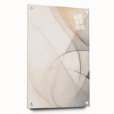 Abstract minimalist wall art featuring a modern design in acrylic glass, displayed from a side view with visible mounting pins, emphasizing its sleek aesthetic and contemporary vibe.