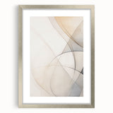 Abstract minimalist wall art featuring a silver-framed design, showcasing a clean aesthetic with a white mat, perfect for modern home decor. Ideal for enhancing living spaces with contemporary elegance and sophistication.
