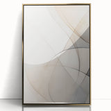Abstract minimalist wall art featuring a framed acrylic design with gold accents, showcasing contemporary elegance suitable for modern home decor. The artwork's sleek lines and vibrant colors create a striking focal point, perfect for living spaces or offices.