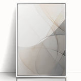 Framed abstract minimalist wall art design with a white border, showcasing geometric shapes in soft pastel colors, perfect for modern home decor.