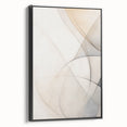Framed canvas wall art featuring an abstract minimalist design with black and white tones, showcased from a side view, perfect for modern home decor.