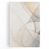 Stretched canvas artwork displaying an abstract minimalist design in soft earth tones, ideal for modern home decor, highlighting gentle curves and subtle textures.