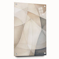Abstract minimalist wall art collection featuring a sleek acrylic glass design, displayed from a side view with decorative pins, ideal for modern decor.