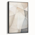 Framed canvas wall art showcasing a minimalist abstract design with black and white elements, viewed from the side, ideal for modern home decor.