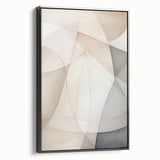 Framed canvas wall art showcasing a minimalist abstract design with black and white elements, viewed from the side, ideal for modern home decor.