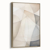 Framed canvas wall art featuring an abstract minimalist design with gold accents, showcasing a sleek side view that highlights its modern aesthetic and elegant finish. Perfect for contemporary home decor.