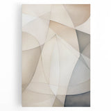 Abstract minimalist wall art design showcasing a vibrant color palette on a stretched canvas. This artwork features geometric shapes and fluid lines, perfect for modern home decor.