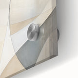 Close-up of an abstract minimalist wall art design featuring soft colors and geometric shapes, displayed in an elegant acrylic frame, perfect for modern decor.