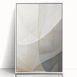 Framed abstract minimalist wall art featuring a sleek white design, ideal for modern decor. The acrylic front adds a touch of elegance and sophistication.
