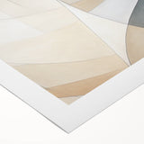 Abstract minimalist wall art design featuring bold geometric shapes in soft pastel colors, printed on rolled canvas for versatile display options, ideal for modern decor.