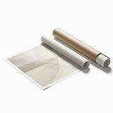 Abstract minimalist wall art print featuring soft pastel colors and geometric shapes, rolled and ready for display, ideal for modern home decor.