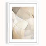Abstract minimalist wall art design showcasing a framed piece with a white mat, highlighting geometric shapes and soft colors, ideal for modern decor.