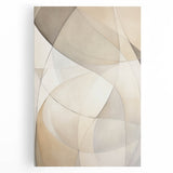 Abstract minimalist wall art design featuring geometric shapes in soft pastel colors on a stretched canvas, perfect for modern interior decor, enhancing any living space.