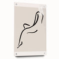 Abstract minimalist wall art displayed in a side view, featuring a sleek acrylic glass frame with visible hanging pins, perfect for modern decor. The design emphasizes clean lines and subtle colors, ideal for contemporary home or office settings.