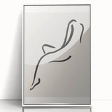 Framed abstract minimalist wall art design in a white frame, showcasing a contemporary geometric pattern. Ideal for modern home decor, adding sophistication and elegance to any room.