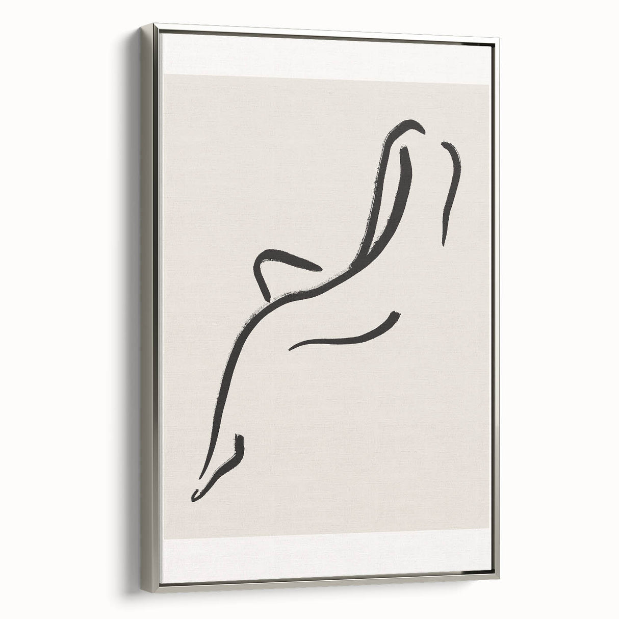 Framed abstract minimalist wall art piece in a sleek silver frame, showcasing geometric patterns and soft colors, perfect for modern decor.