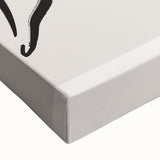 Close-up view of an abstract minimalist stretched canvas wall art piece showcasing soft pastel colors and geometric shapes, perfect for modern home decor.