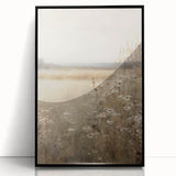 Framed wall art piece showcasing an abstract minimalist design in black and white, featuring clean lines and geometric shapes, perfect for modern decor.