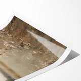 Abstract minimalist wall art print showcasing a blend of soft pastel colors and geometric shapes, elegantly rolled in a protective cardboard tube for shipping.