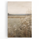 Stretched canvas artwork showcasing an abstract minimalist design with soft color gradients and geometric shapes, perfect for modern home decor.