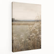 Stretched canvas art piece showcasing an abstract minimalist design with soft pastel colors and geometric shapes, ideal for modern home decor.
