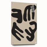 Abstract minimalist wall art design in acrylic glass, showcasing a sleek side view with decorative pins, ideal for modern decor.