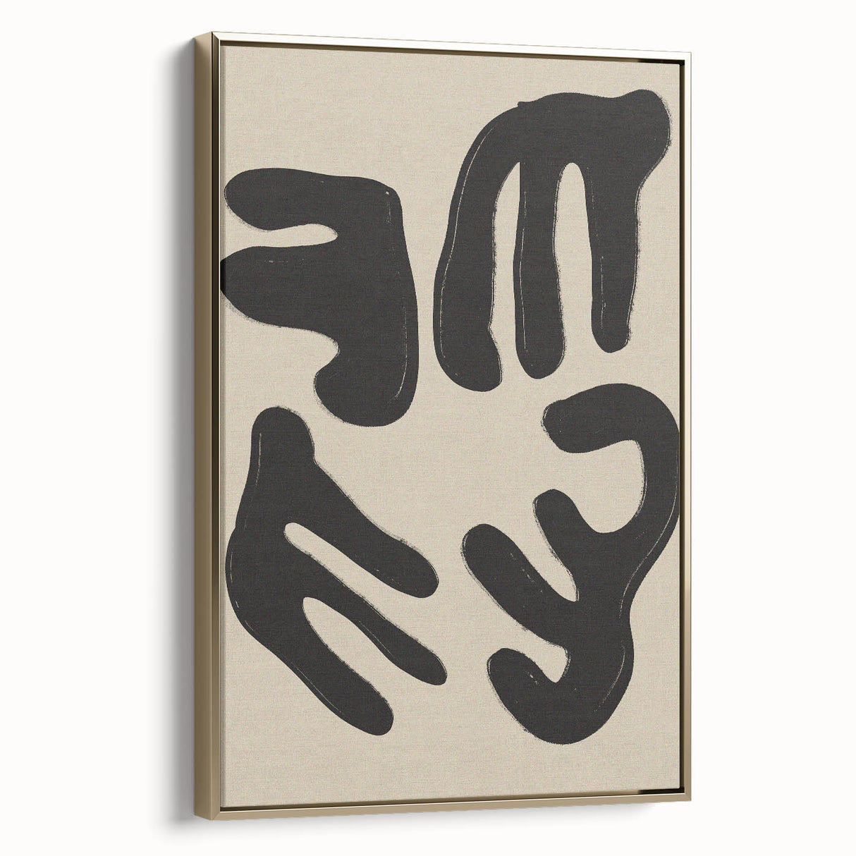 Framed abstract minimalist wall art design showcasing a blend of gold and neutral tones, adding elegance to modern home decor.